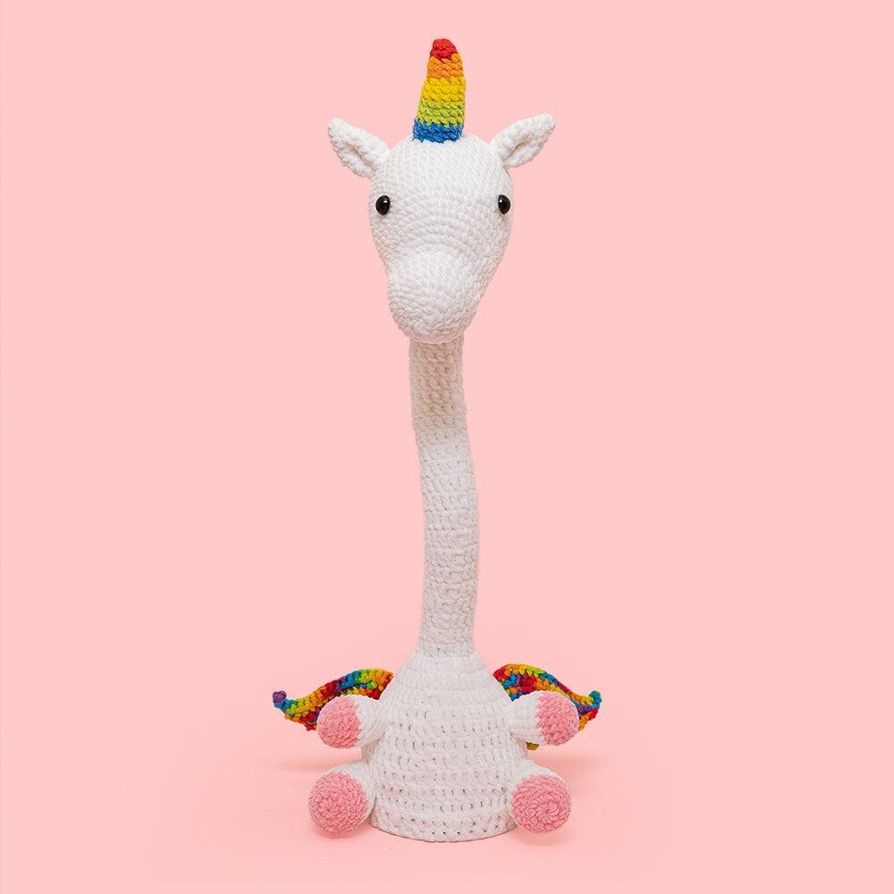 Dancing Unicorn Animal Can Sing and Dance Cute Crochet Kit-White
