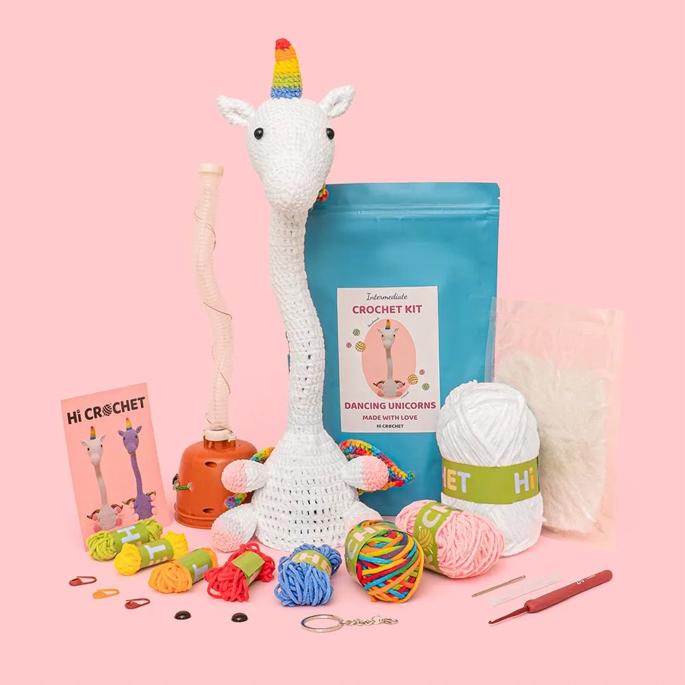 Dancing Unicorn Animal Can Sing and Dance Cute Crochet Kit-White - Image 2
