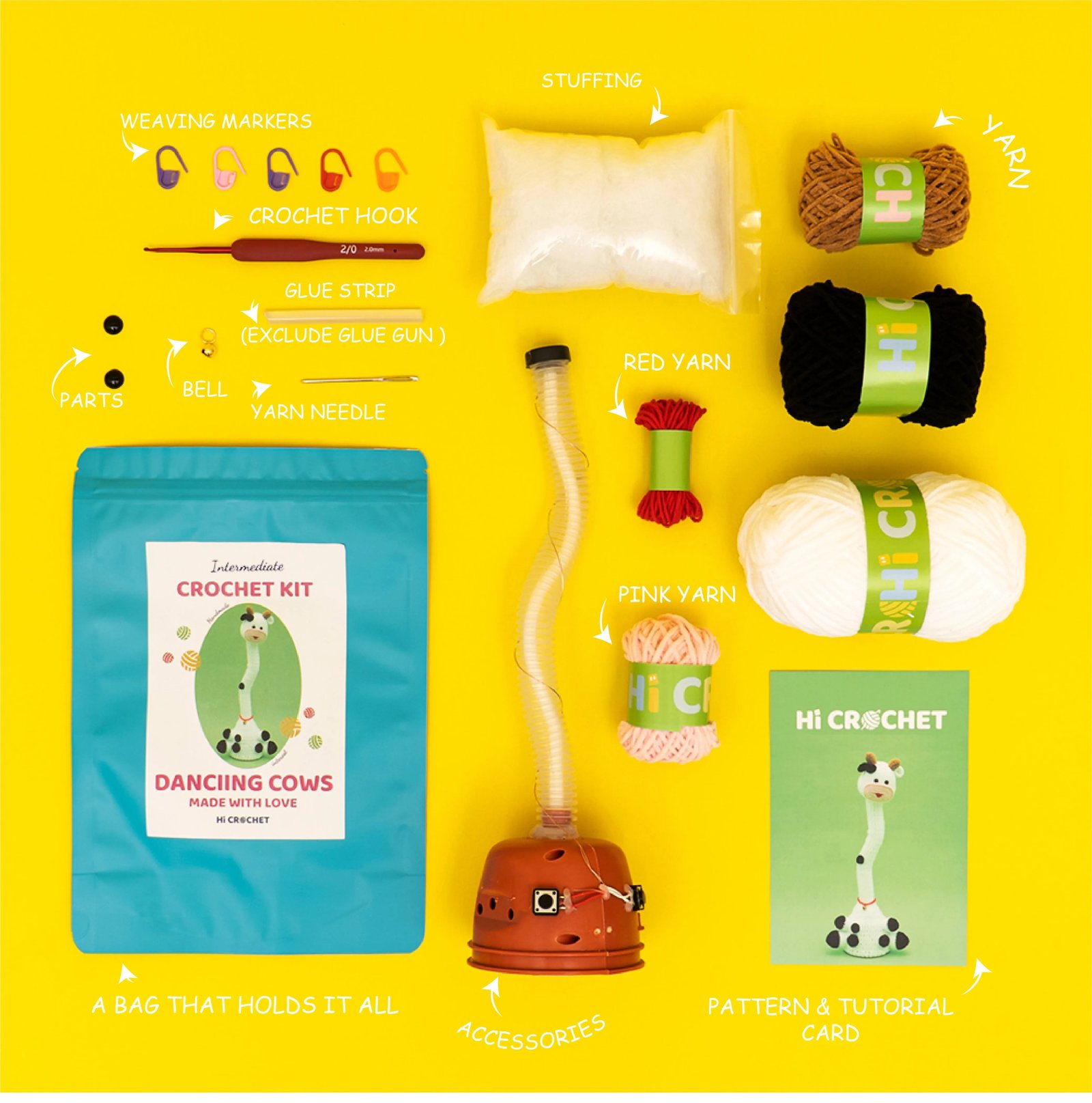 Dancing Cow Animal Can Sing and Dance Cute Crochet Kit - Image 5