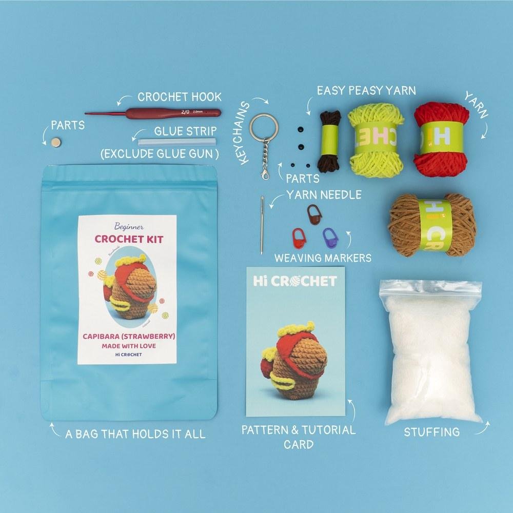 Cute Magnetic Animals Capybara Bee Little Fish Love Bear Crochet Kit - Image 6