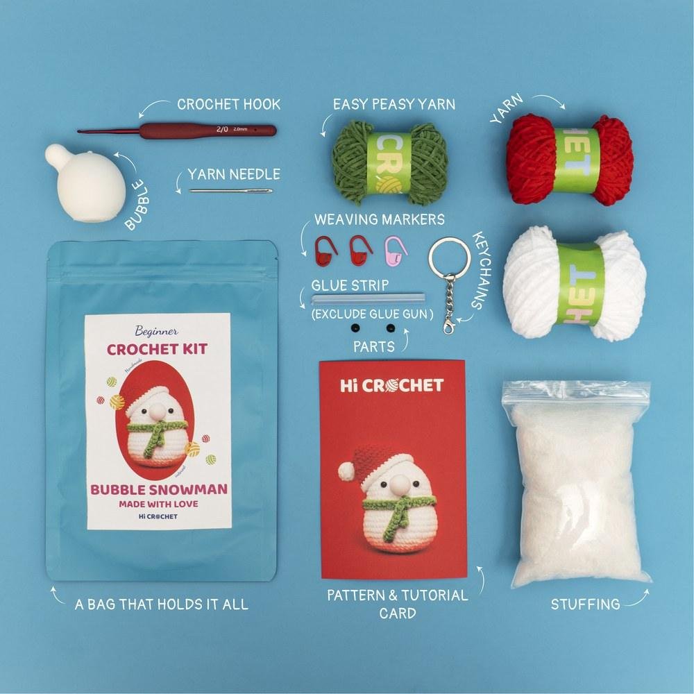 Press Bubble Animals Bubble Snowman Crochet Kit - Image 5